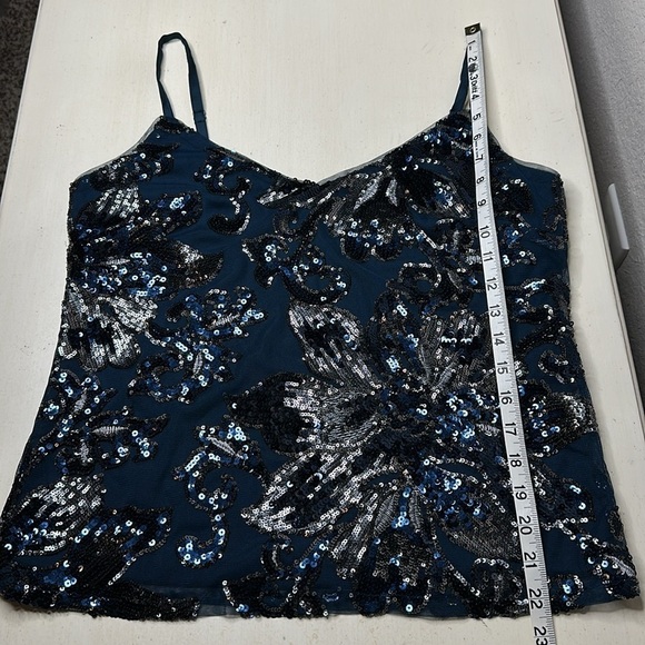 NWT WHBM Blue Sequin Flower Cami Size Small - Picture 10 of 11